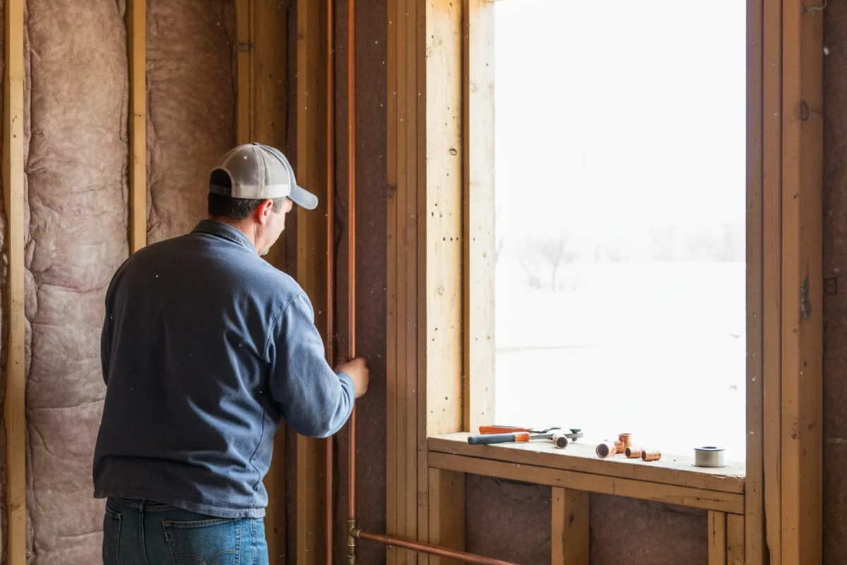 Licensed plumber running new copper supply lines in a Churchville home