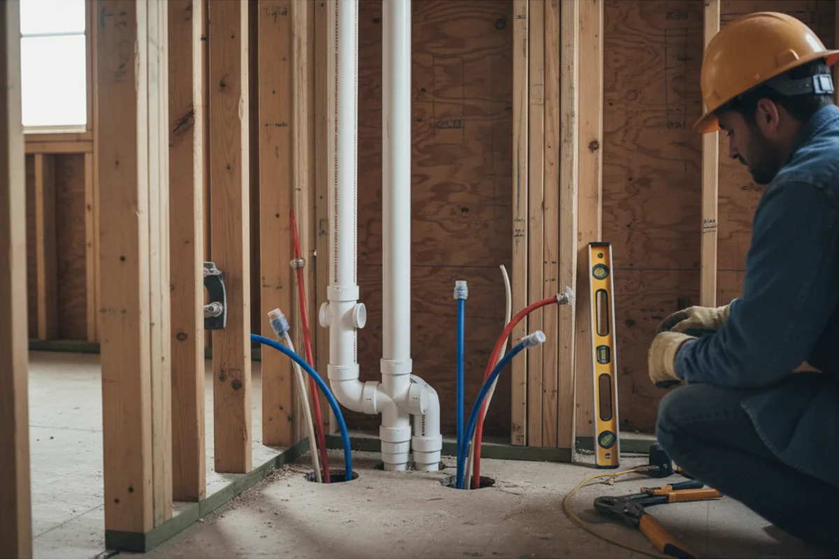 Drain and supply rough-in during Drain Cleaning in Churchville
