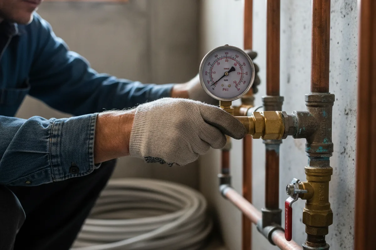 Pressure testing a repaired line during Water Line Repair in Churchville